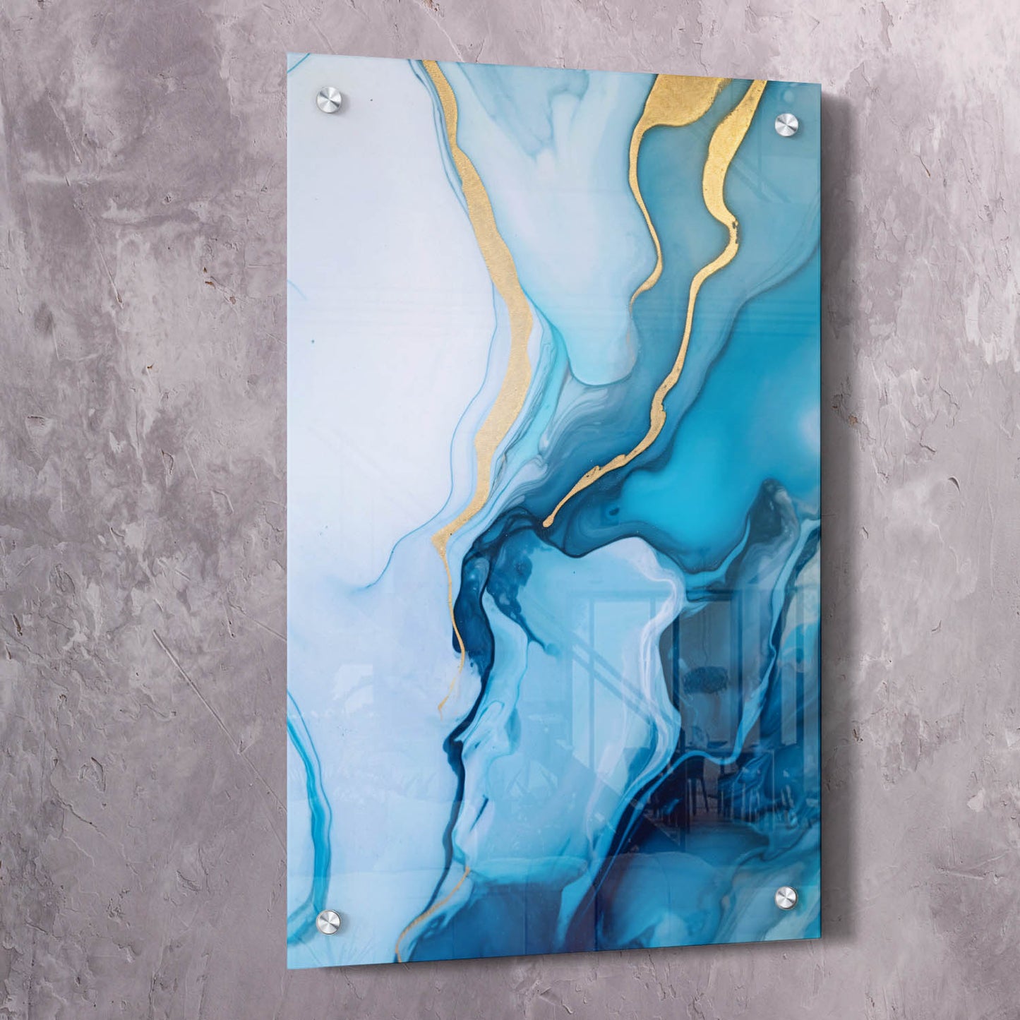 Abstract Blue Paint on White Surface