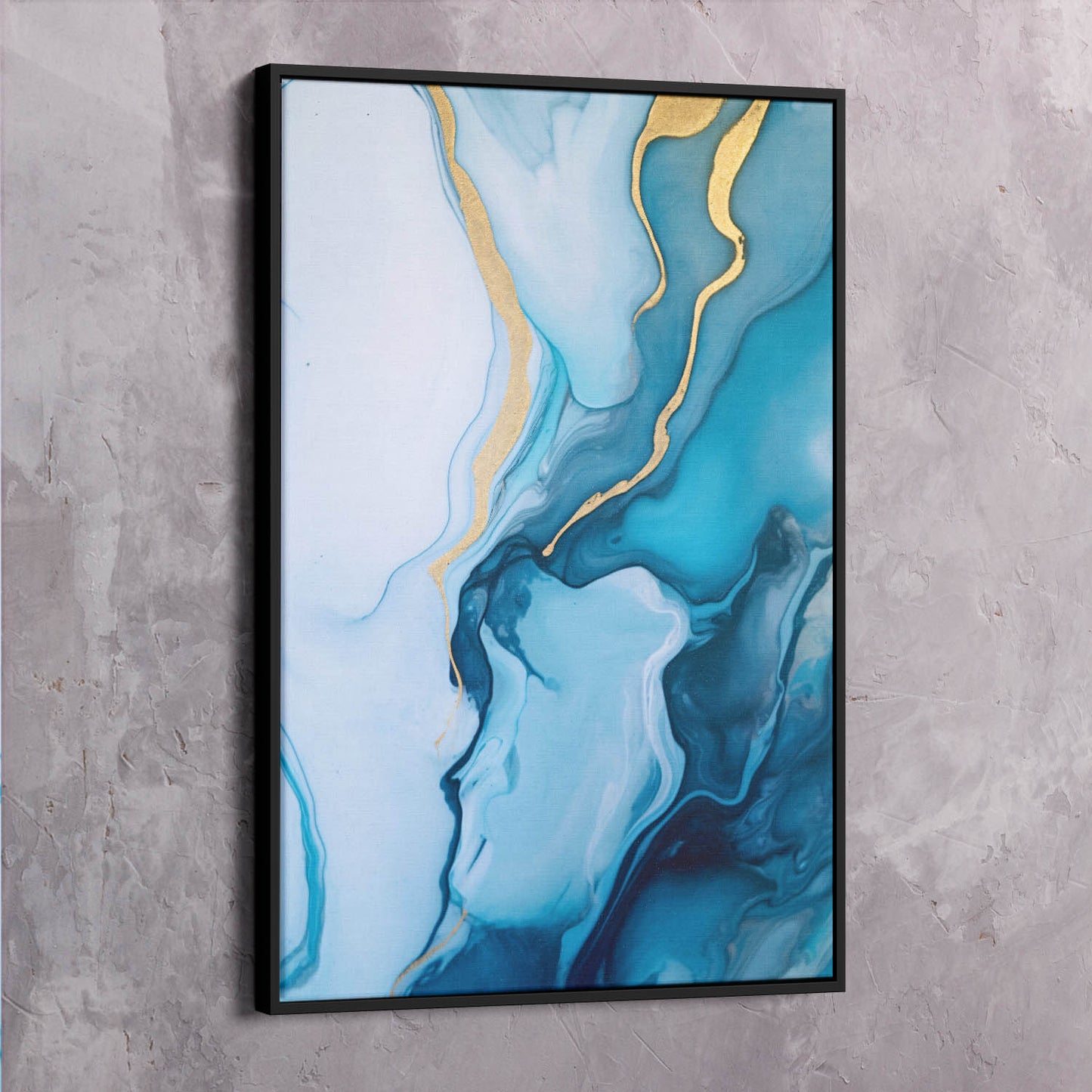 Abstract Blue Paint on White Surface