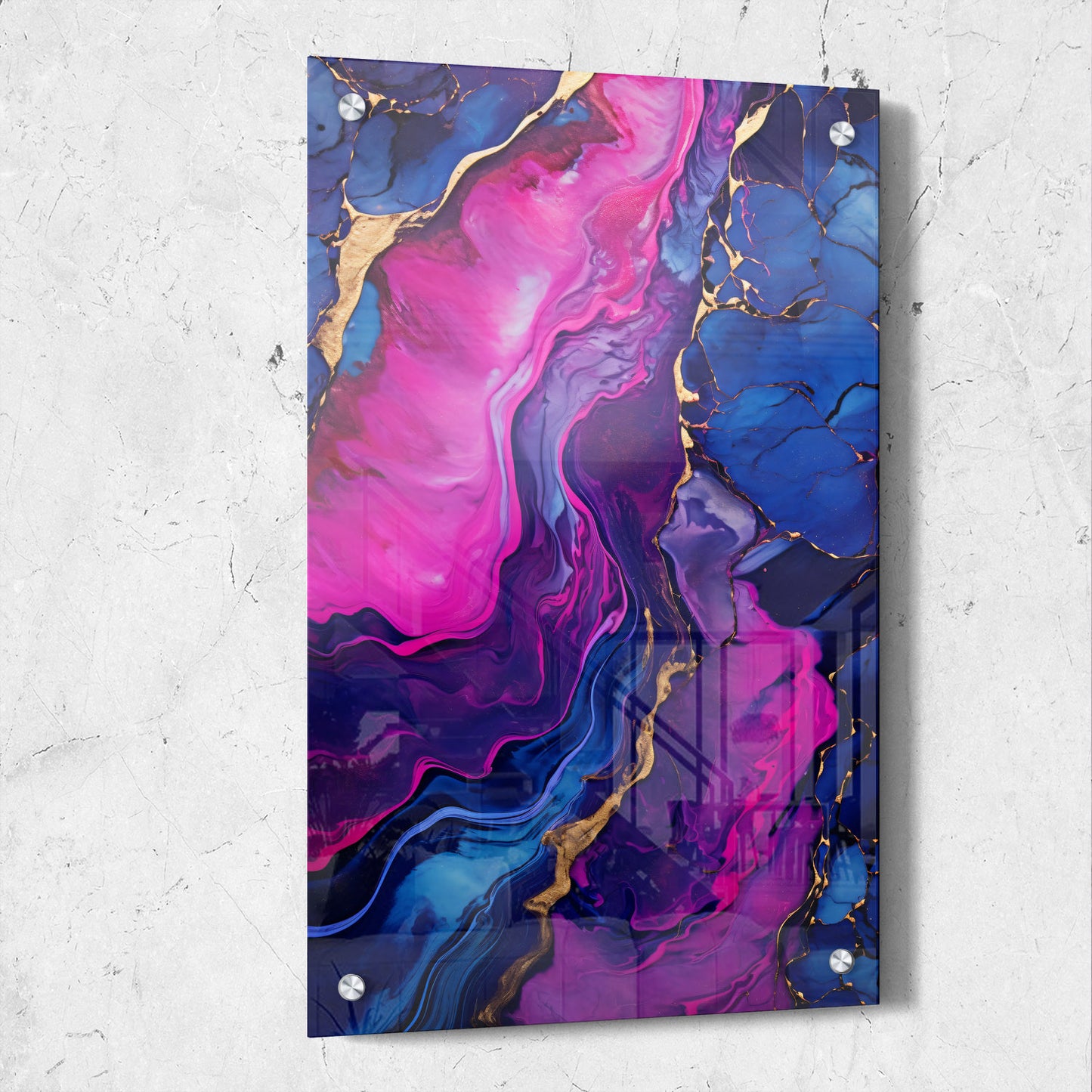 Abstract Blue and Gold Liquid Marble Art