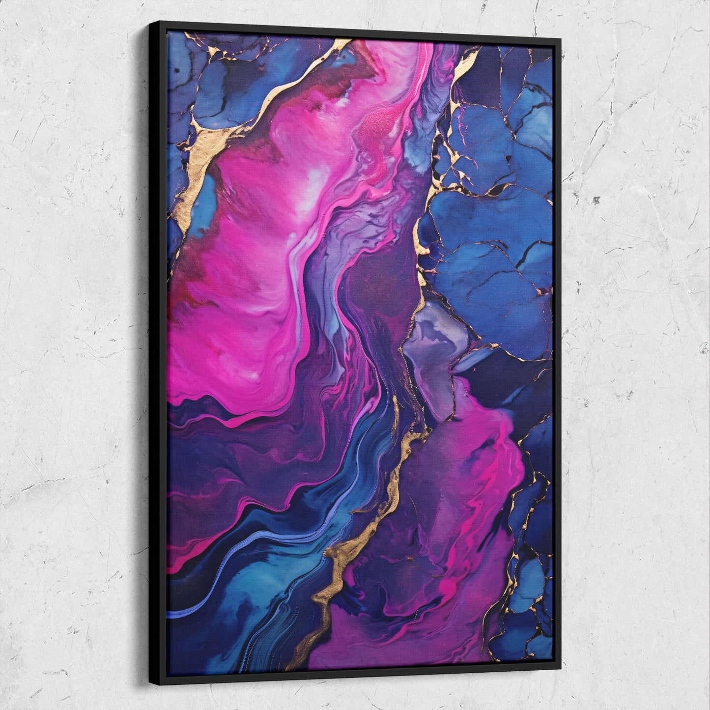 Abstract Blue and Gold Liquid Marble Art