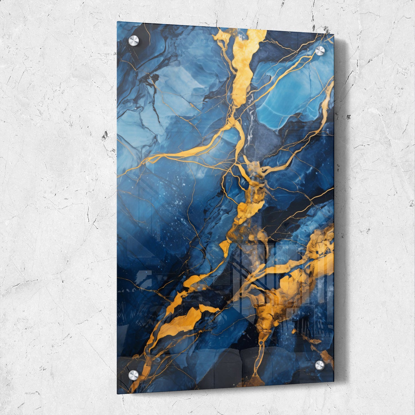 Abstract Blue and Gold Marble Art