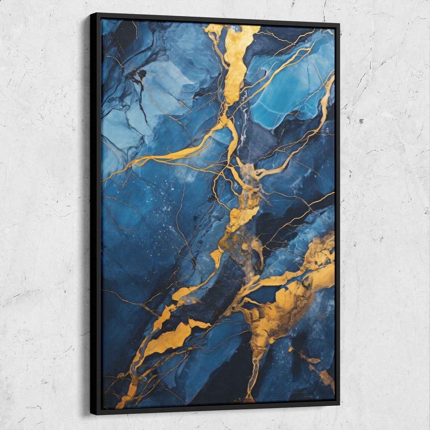 Abstract Blue and Gold Marble Art