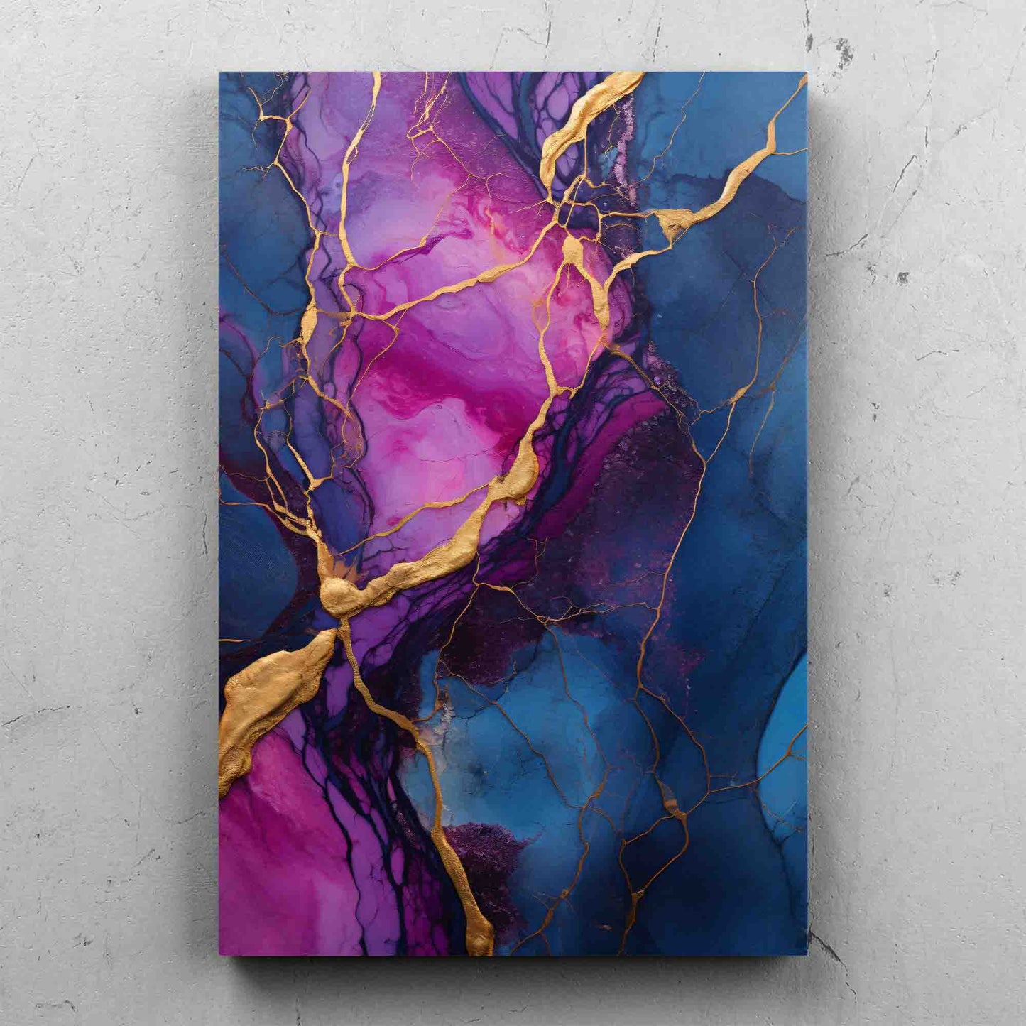 Abstract Blue and Gold Marble Paint