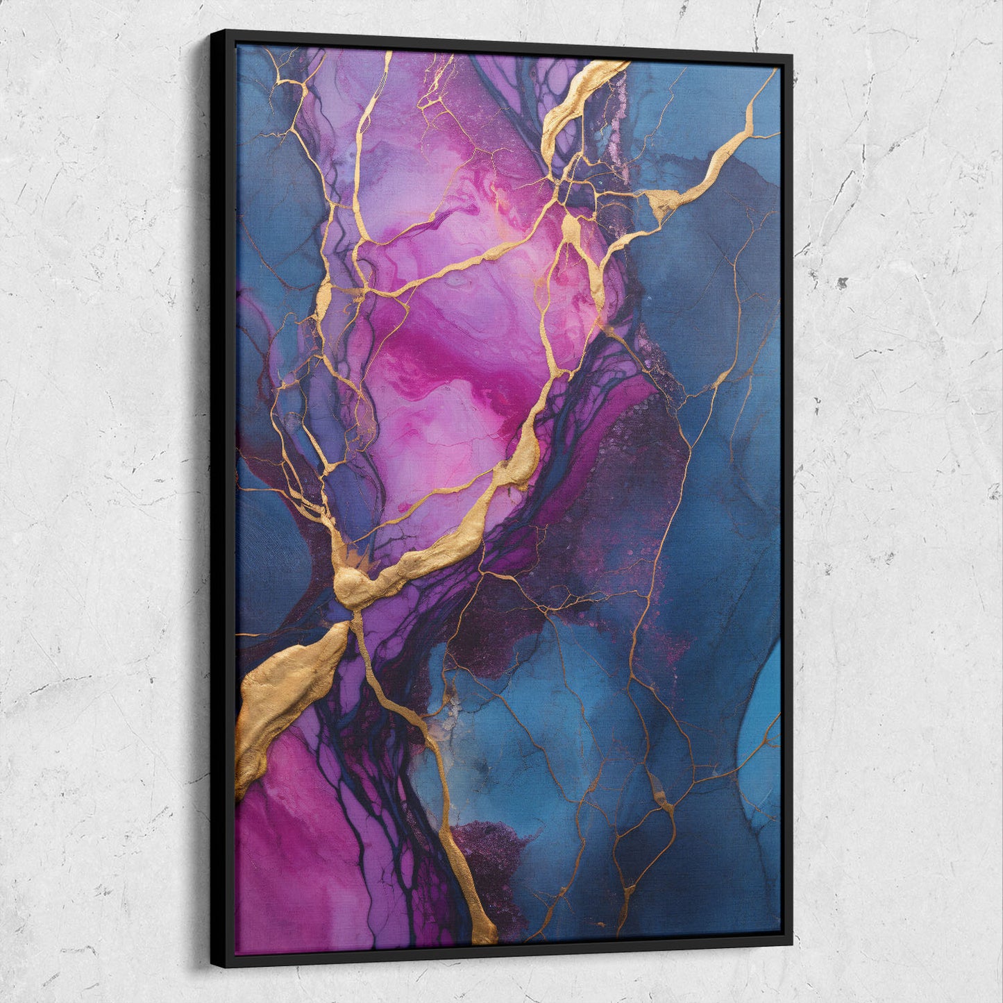 Abstract Blue and Gold Marble Paint