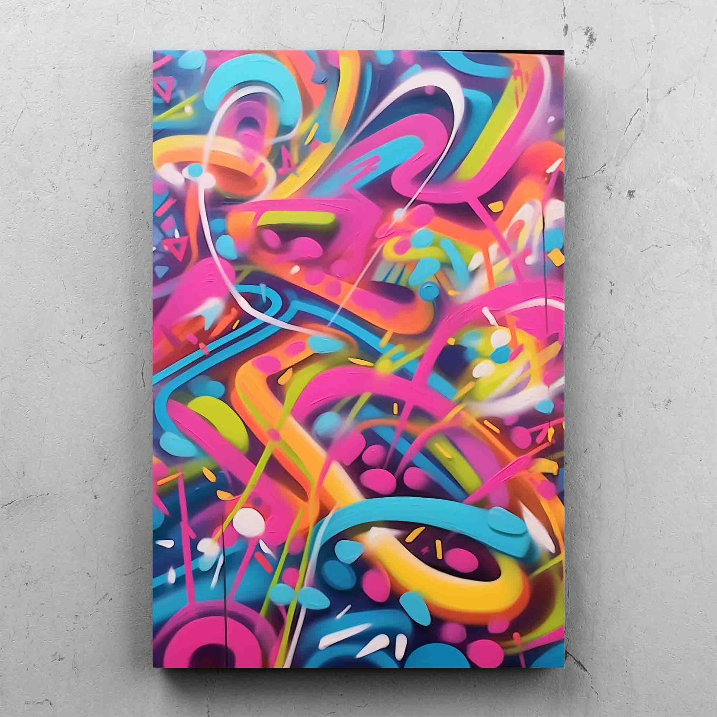 Abstract Graffiti Painting With Neon Squiggles