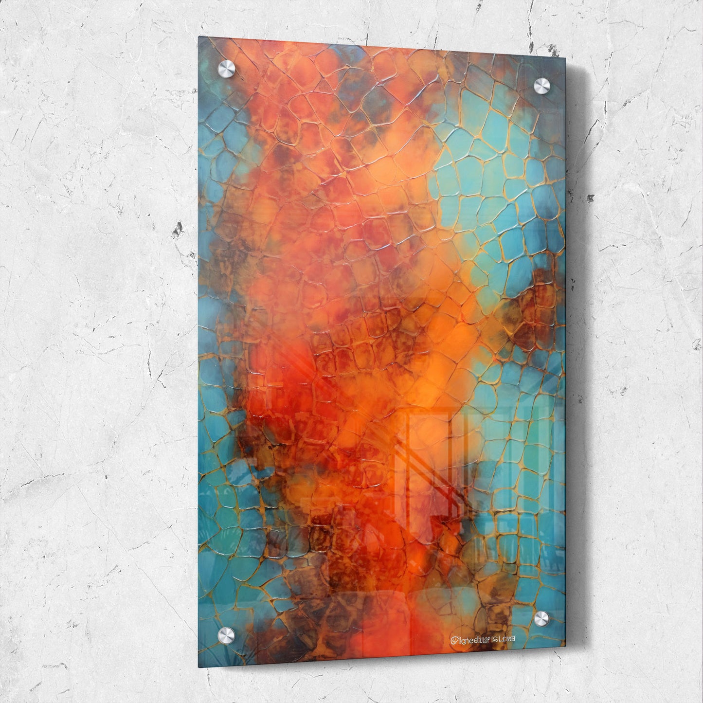 Abstract Painting with Alligator Skin Texture