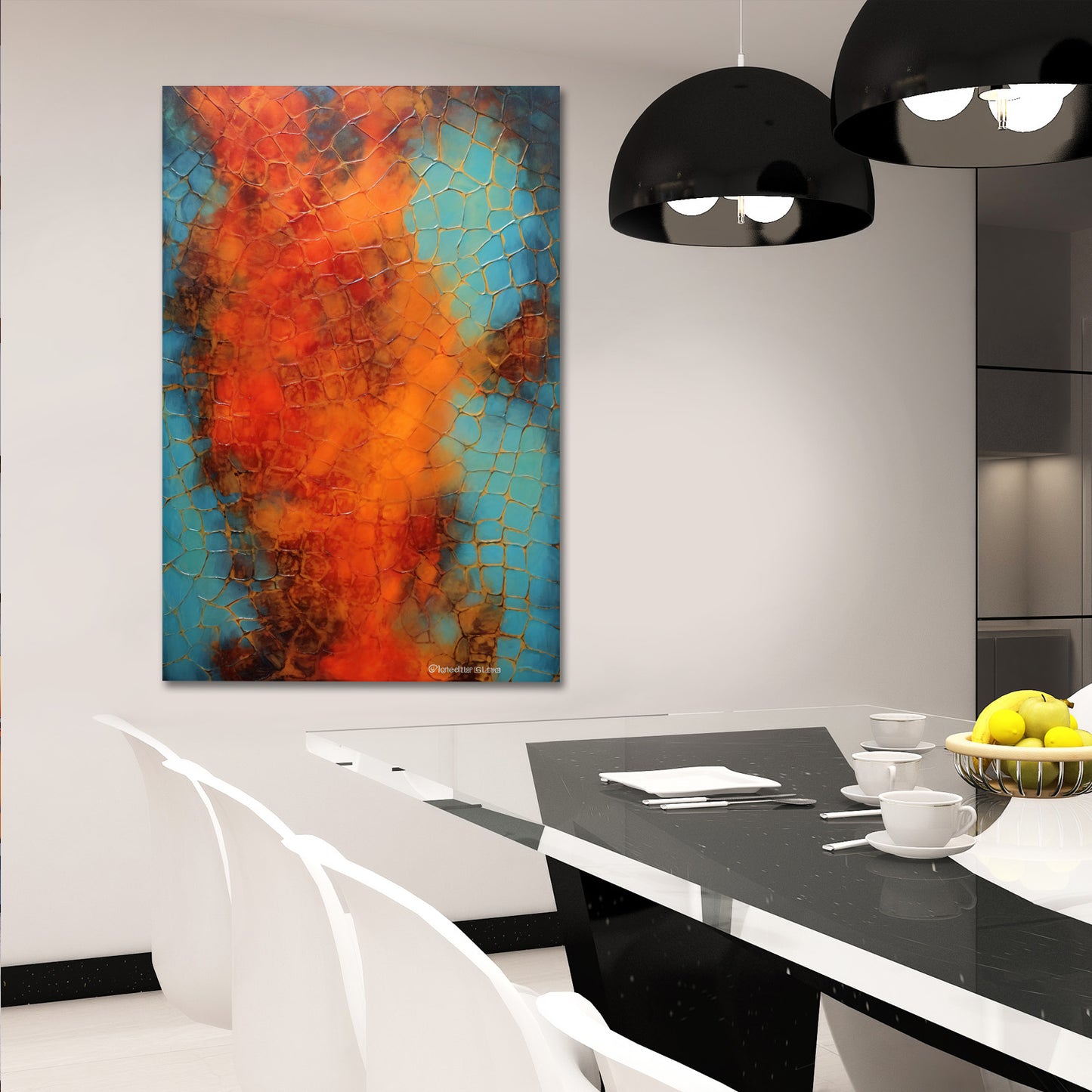 Abstract Painting with Alligator Skin Texture