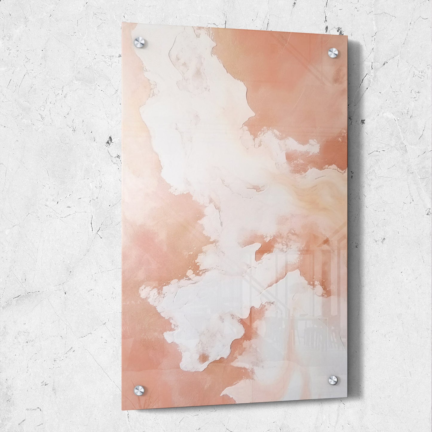 Abstract White Textured Paint on Rose Color