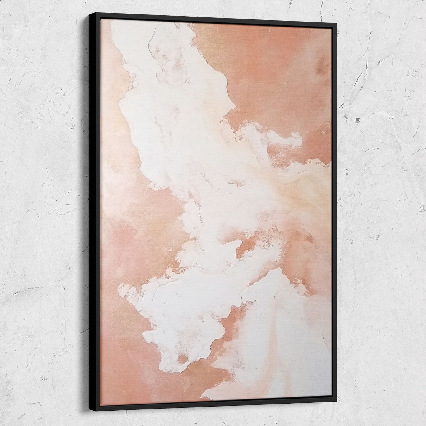 Abstract White Textured Paint on Rose Color