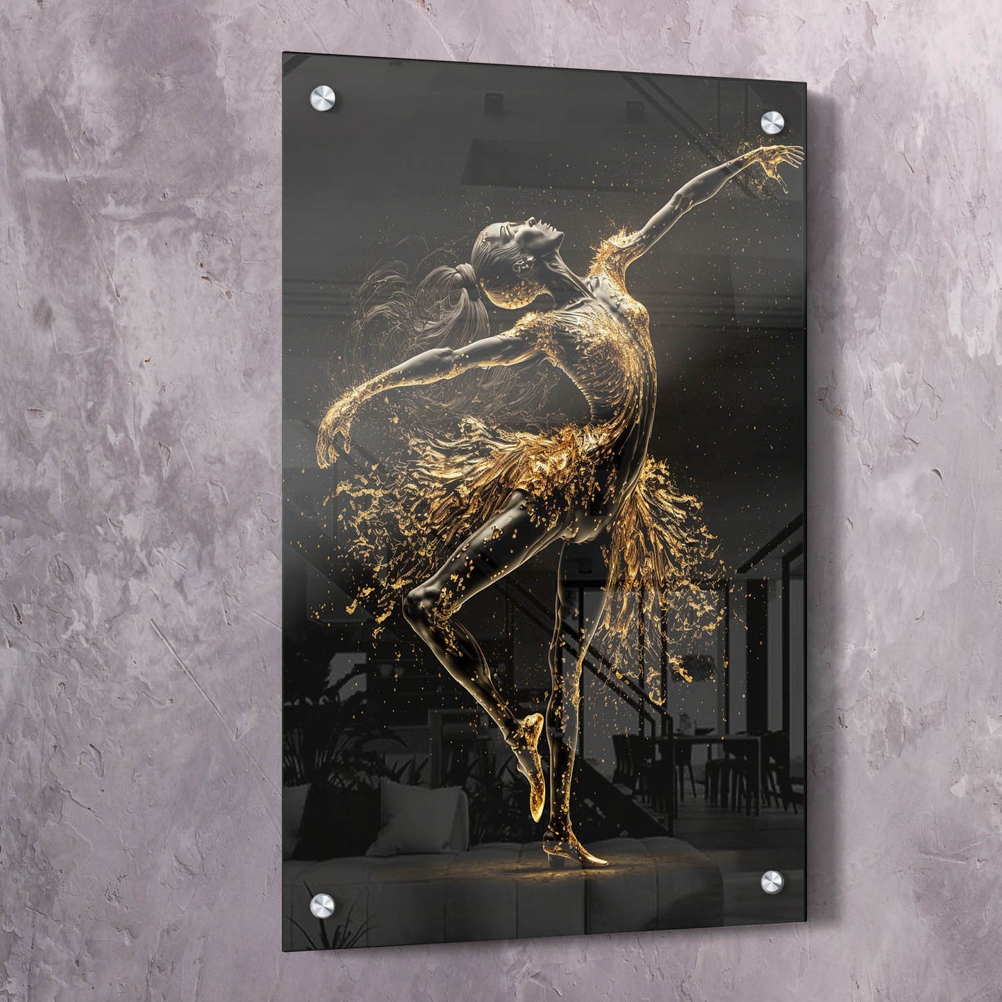 Ballet Dancer MetAli Inspiredc Gold Dripping Paint