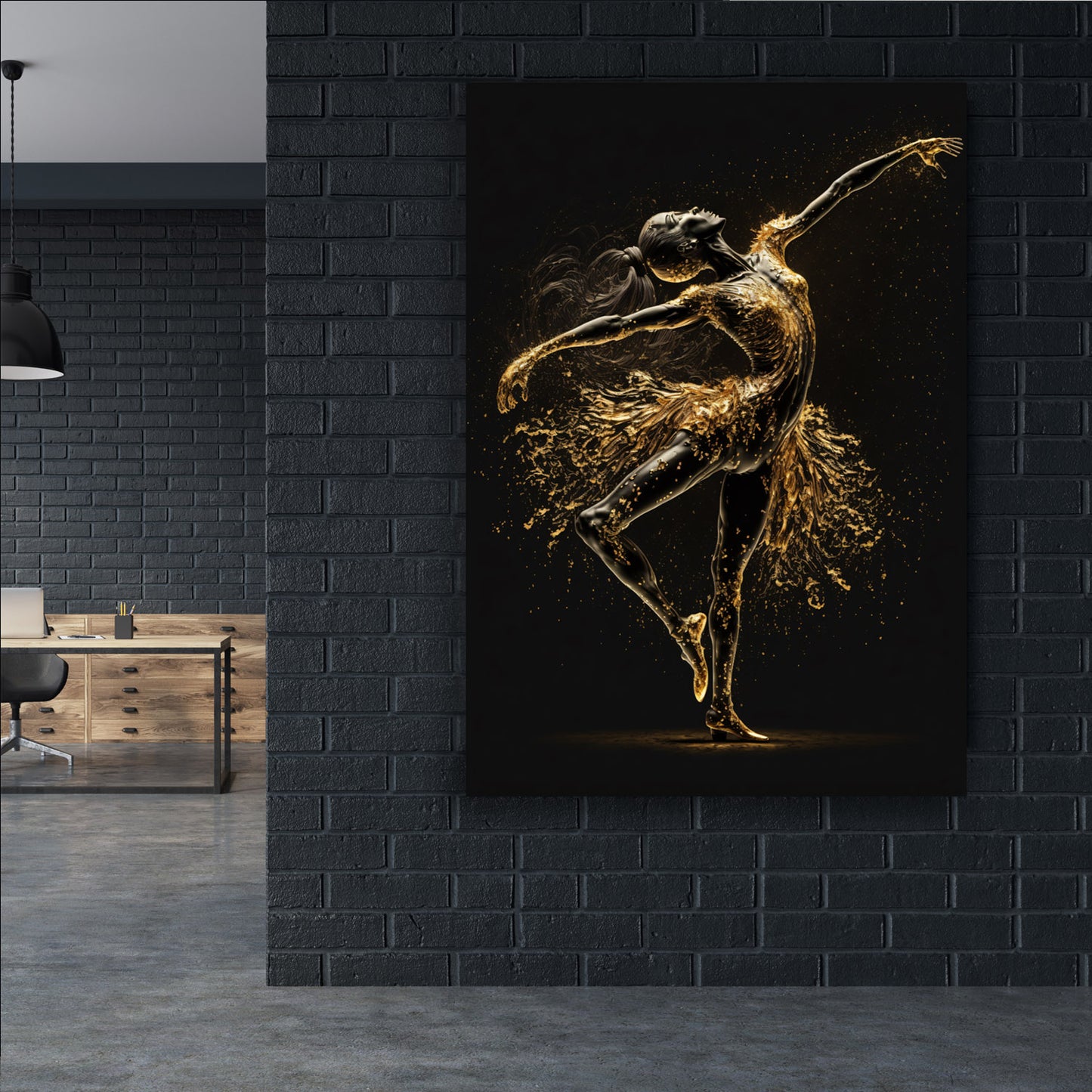 Ballet Dancer MetAli Inspiredc Gold Dripping Paint