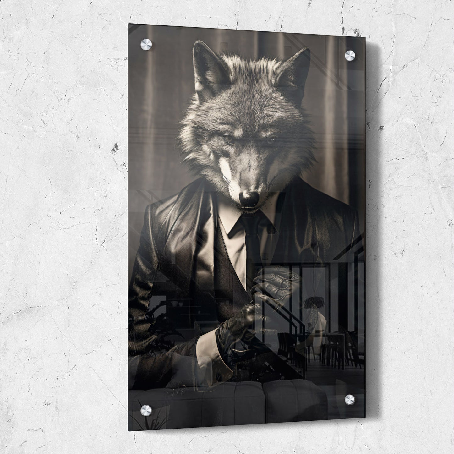Dark Wolf Wearing Tuxedo