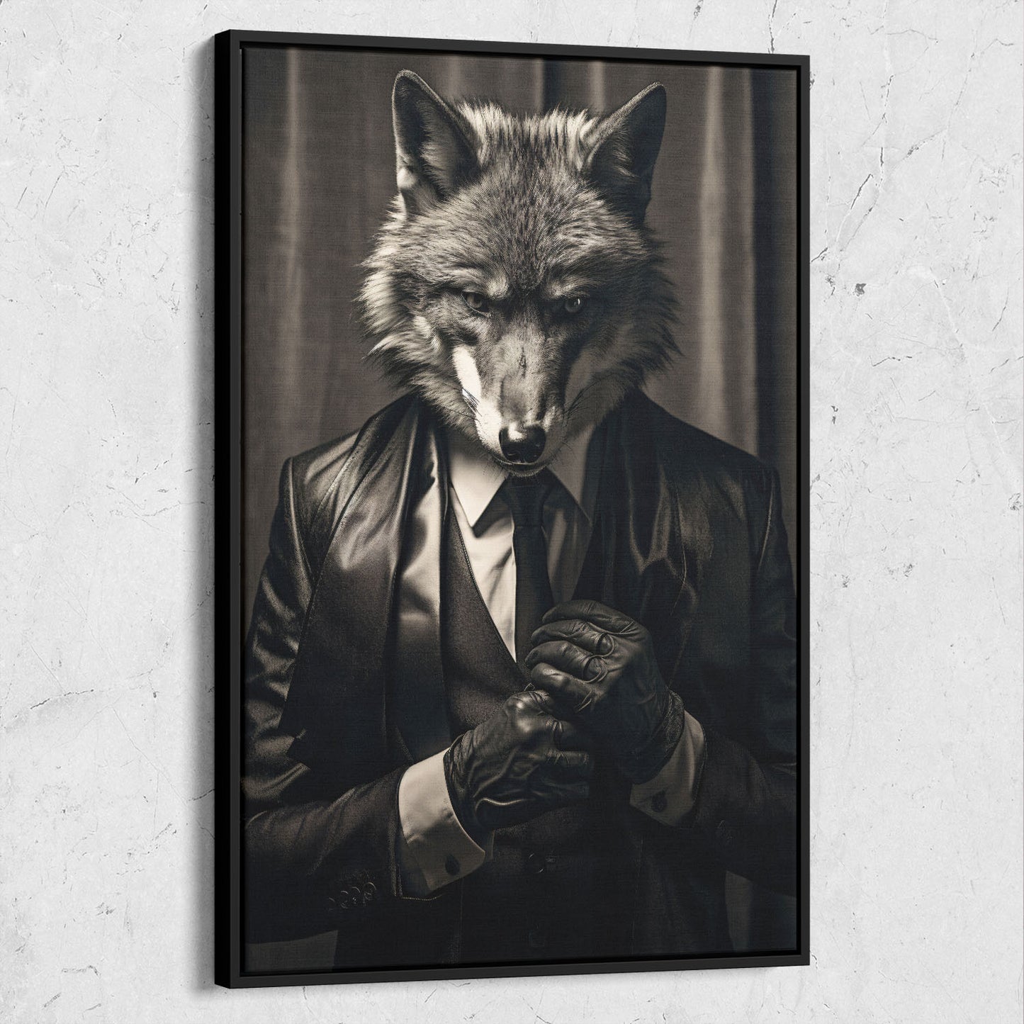 Dark Wolf Wearing Tuxedo