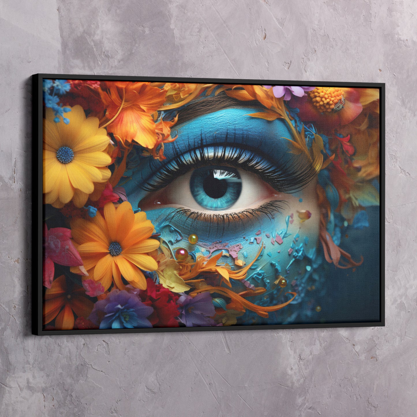 Painted Eye Beauty with Colorful Flowers