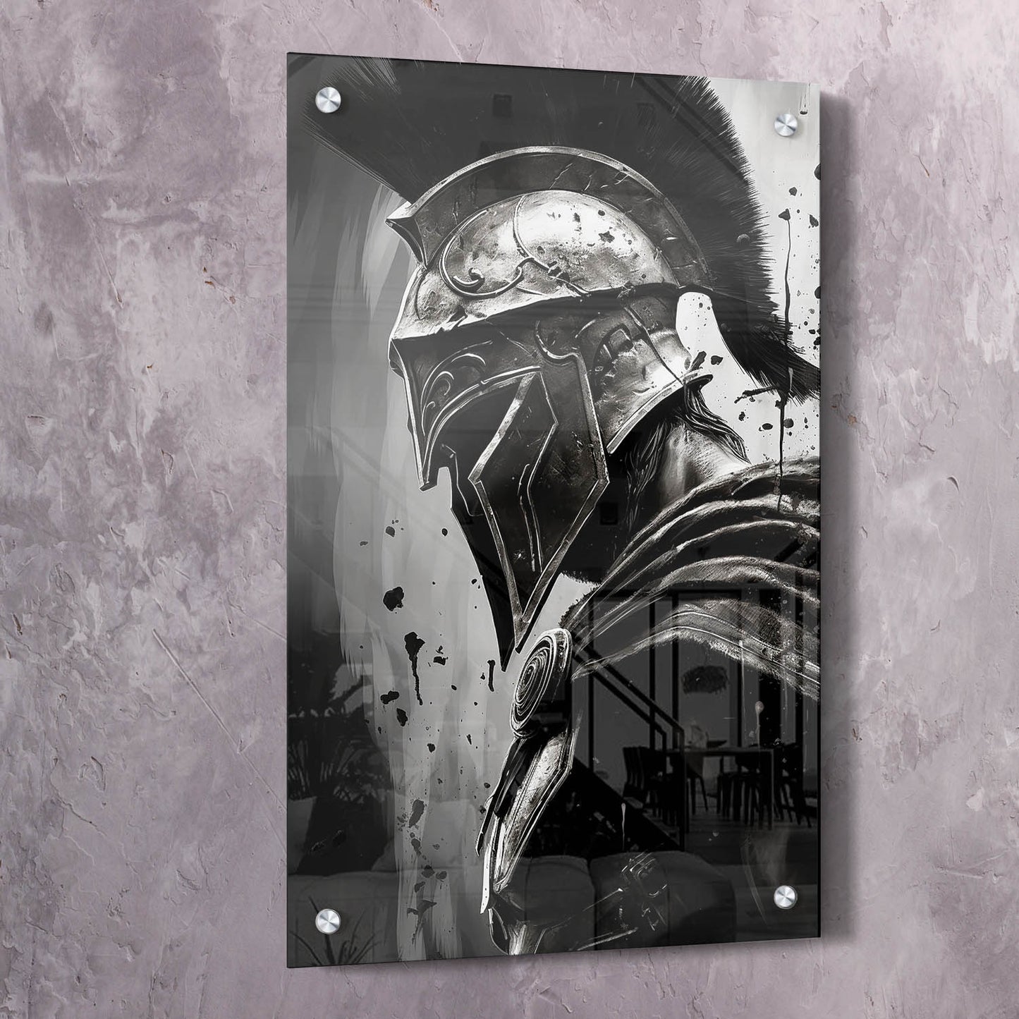 Spartan Warrior Abstract Black and White