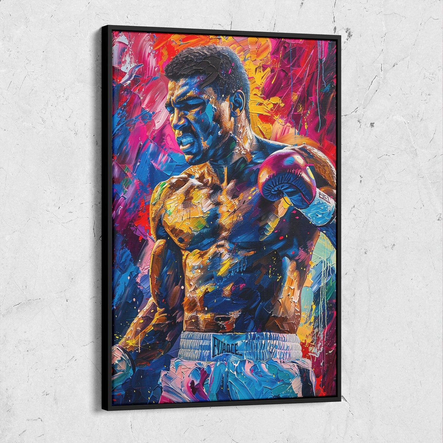 Colorful Muhammad Ali Impasto Painting