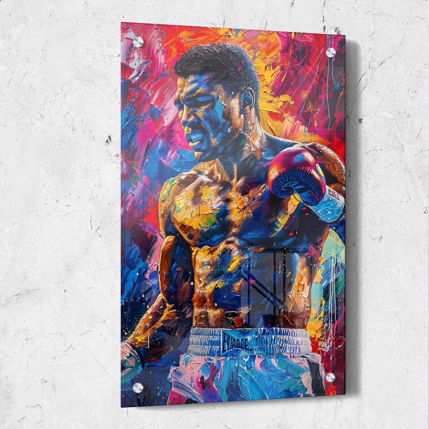 Colorful Muhammad Ali Impasto Painting