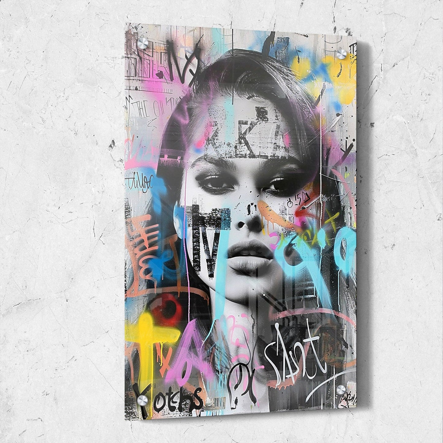 Colorful Graffiti Woman Portrait