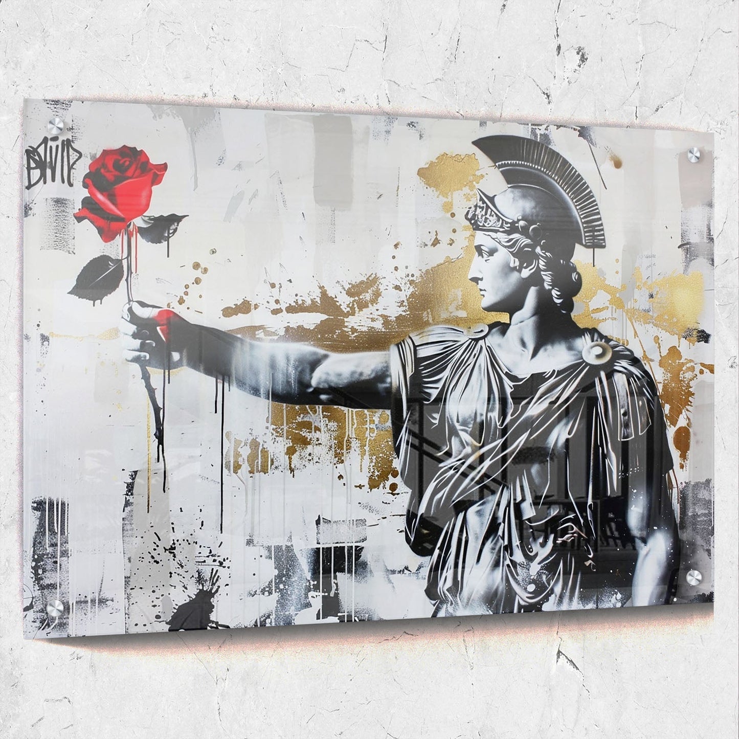 Roman Statue Urban Art Rose
