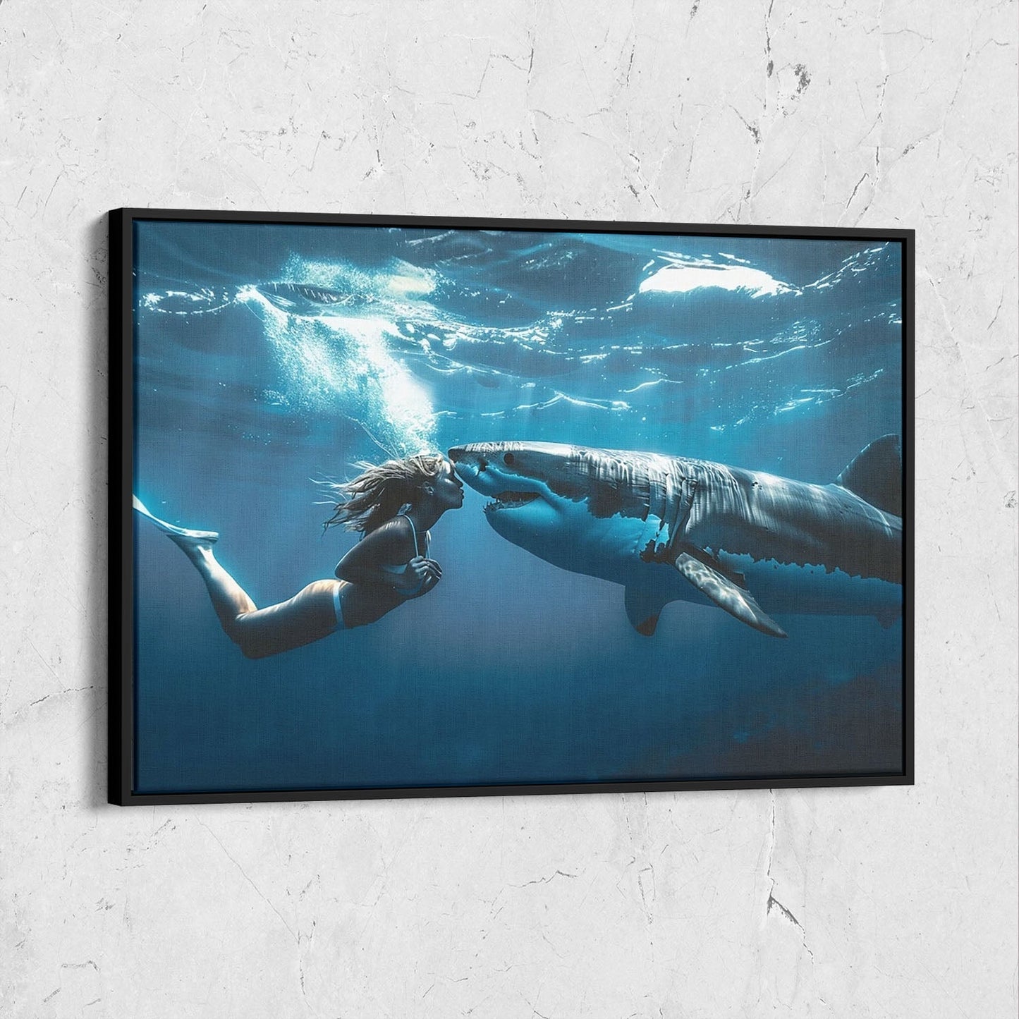 Underwater Woman Shark Fine Art