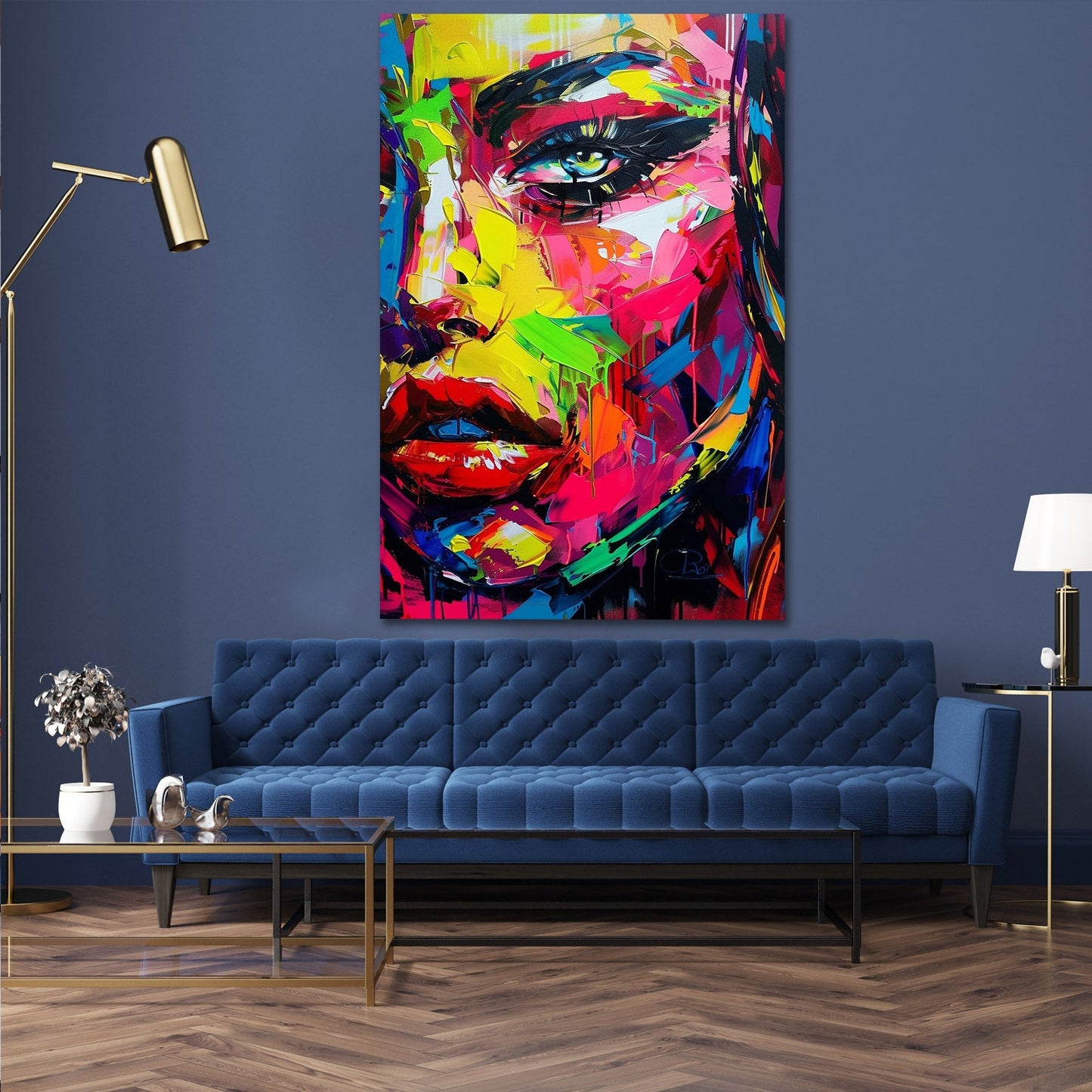 Vibrant Abstract Woman Portrait Painting
