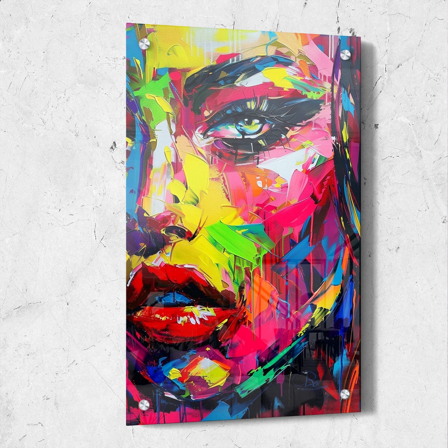 Vibrant Abstract Woman Portrait Painting