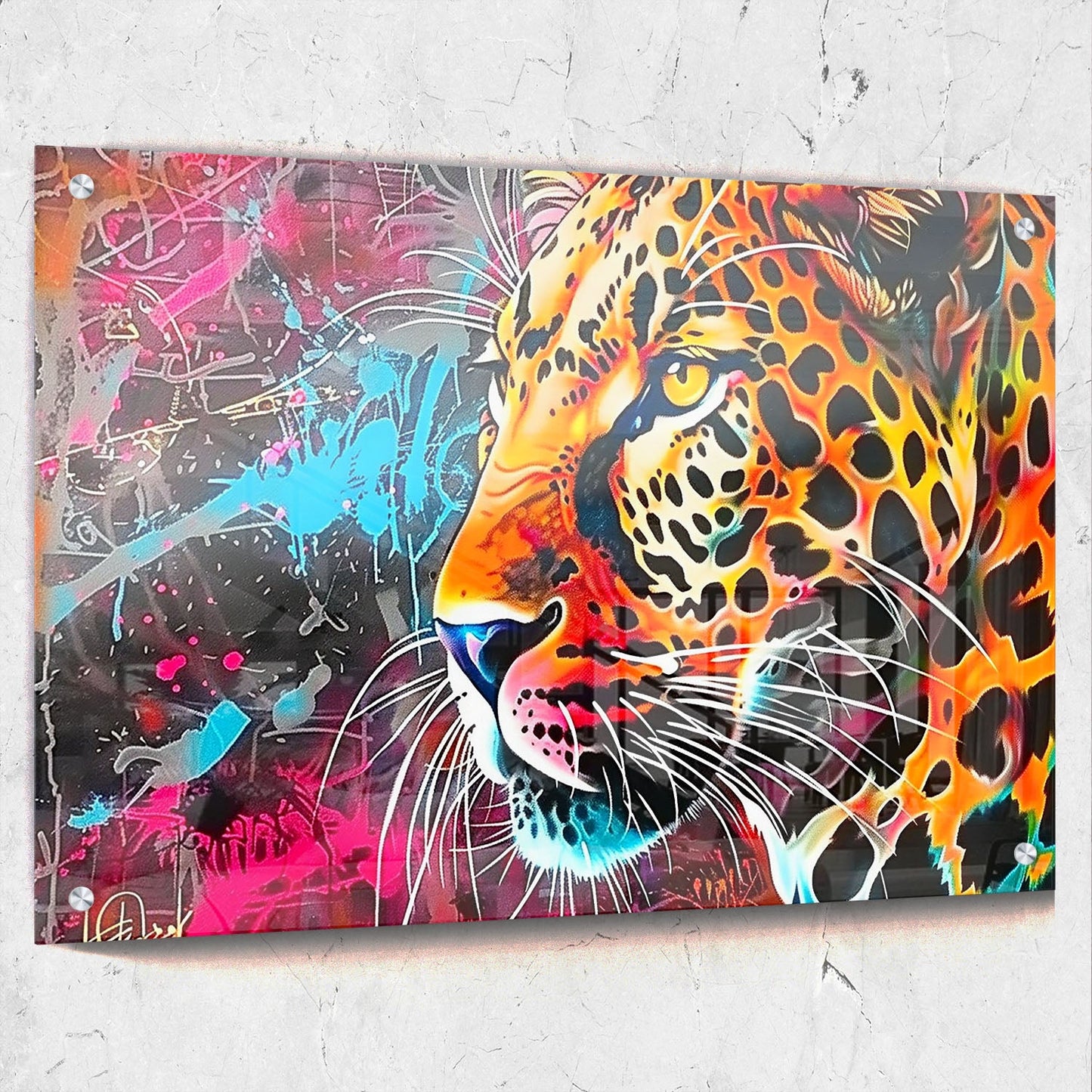 Vibrant Street Art Leopard Painting