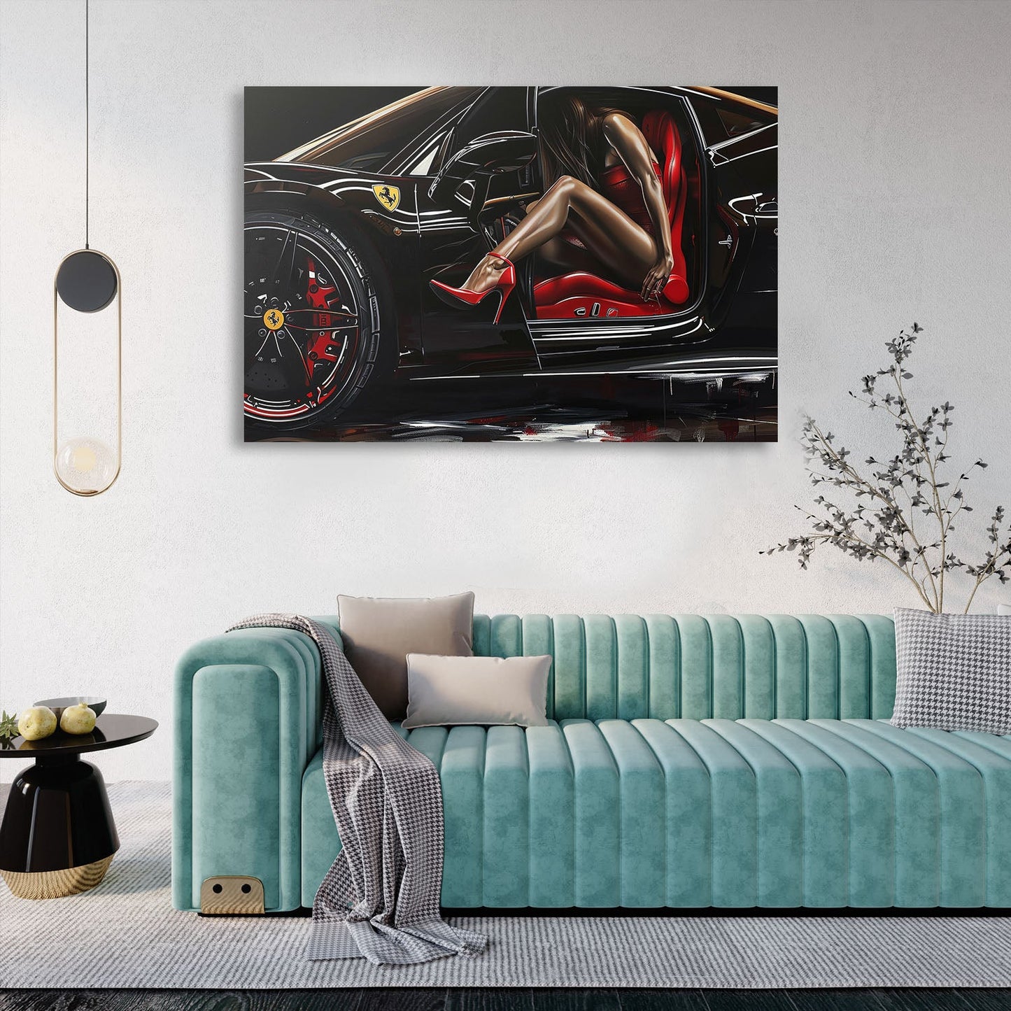 Woman Ferrari Art Painting