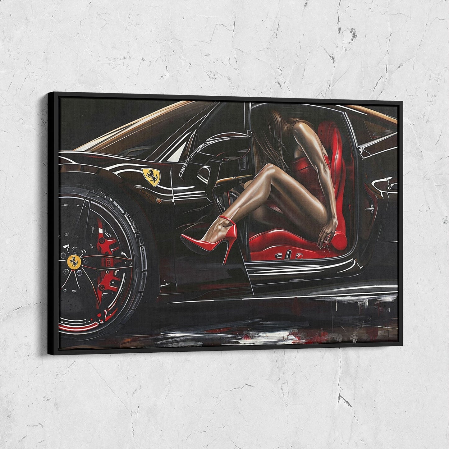 Woman Ferrari Art Painting