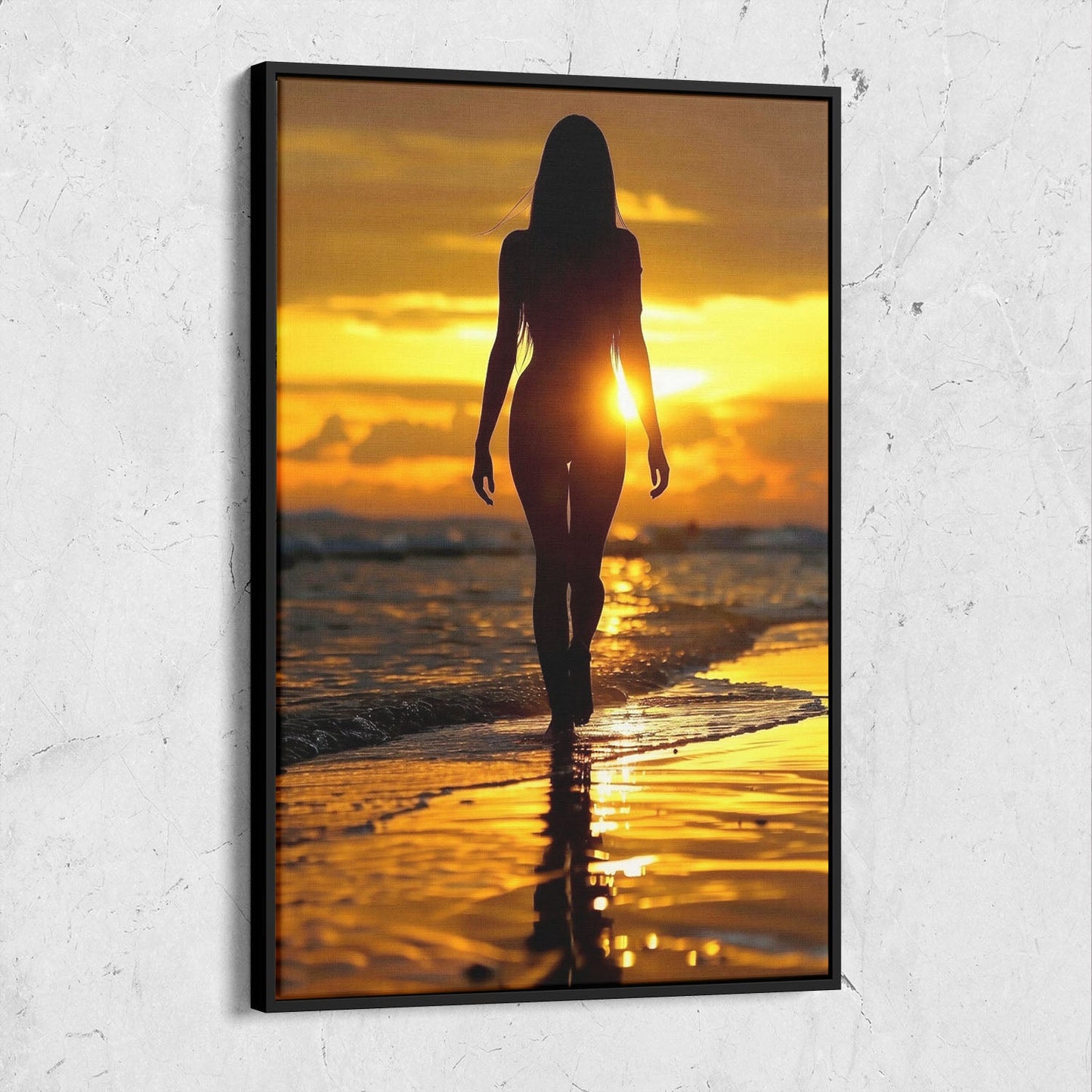Woman Silhouette Beach Sunset Photo