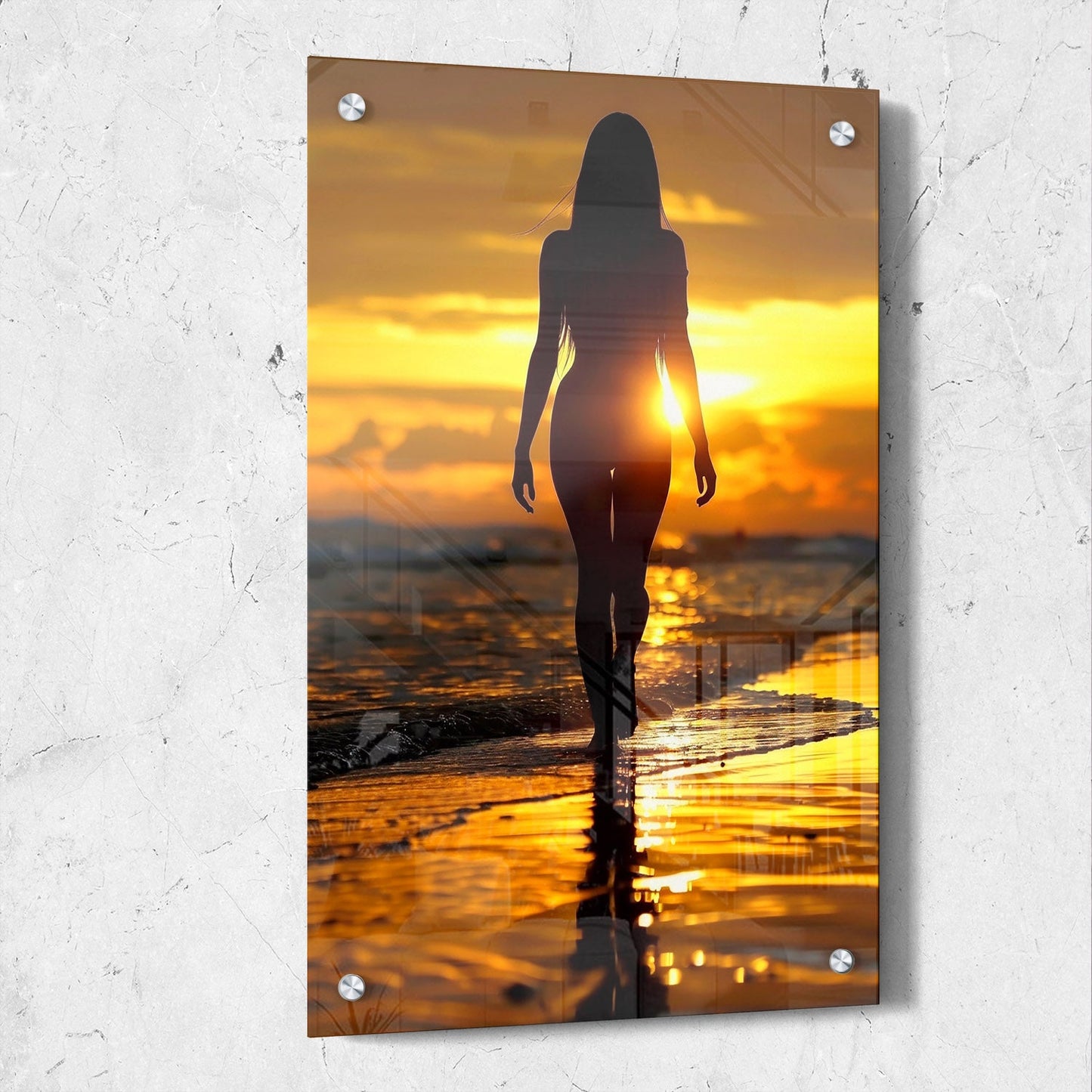 Woman Silhouette Beach Sunset Photo