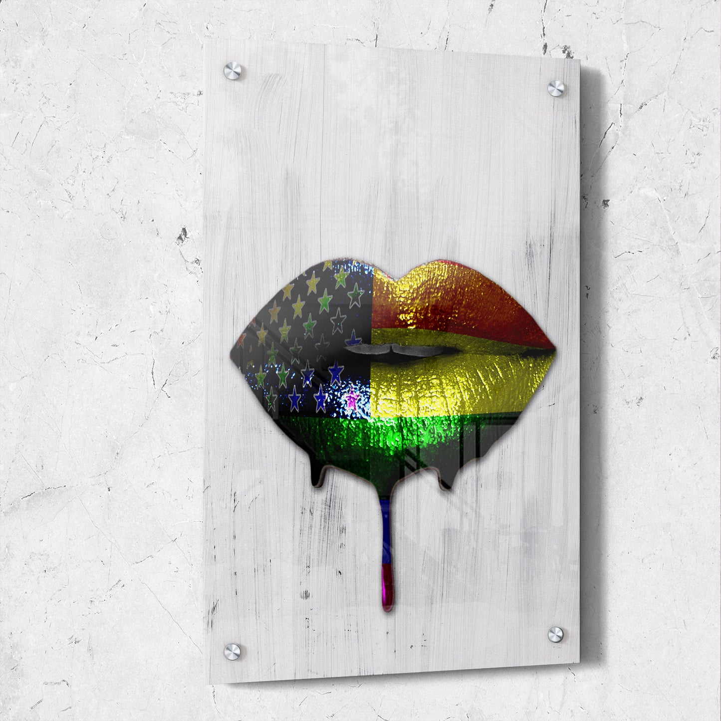 Rainbow Flag Closed Lips Drip