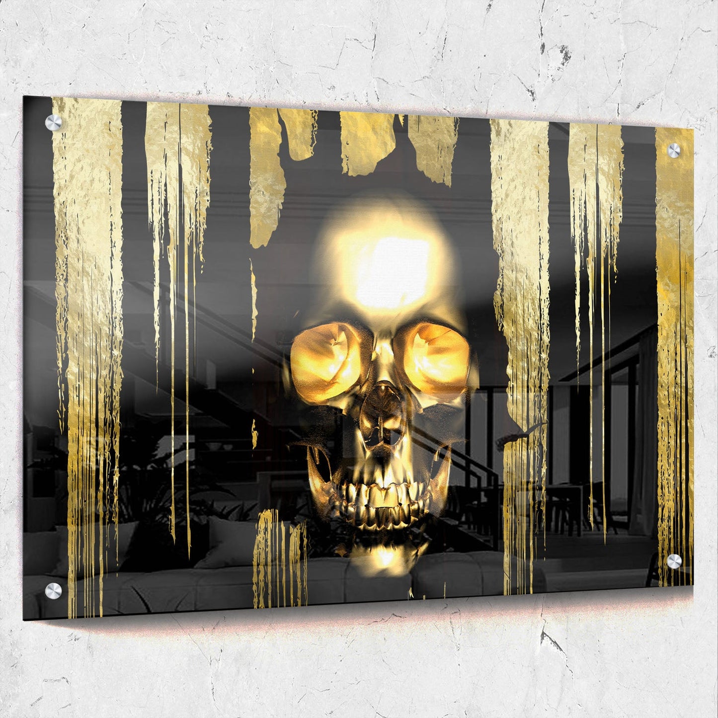 Skull Black And Gold Strips Background Landscape