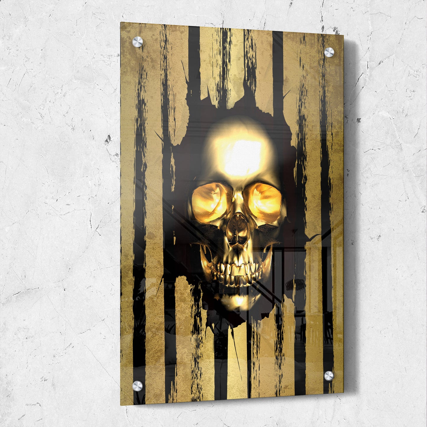 Skull Gold Strip And Black Background