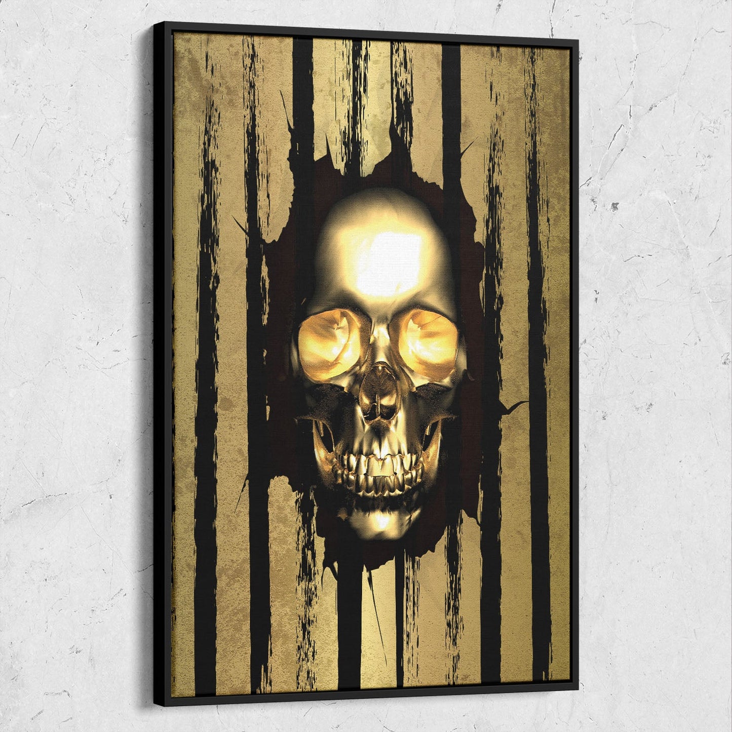 Skull Gold Strip And Black Background