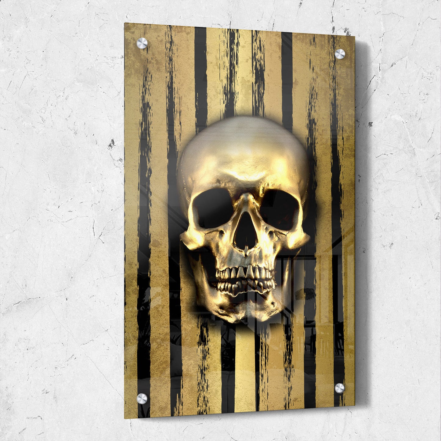 Skull Gold Strip And Black Background