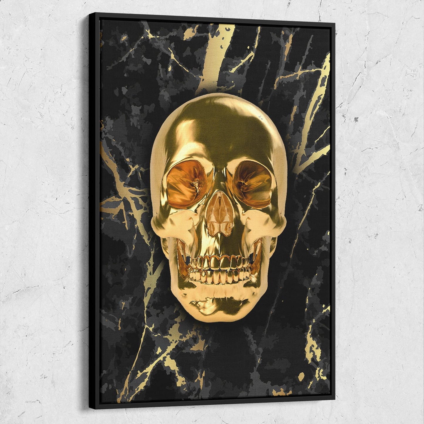 Gold Skull Black And Gold Grunge Marble Background