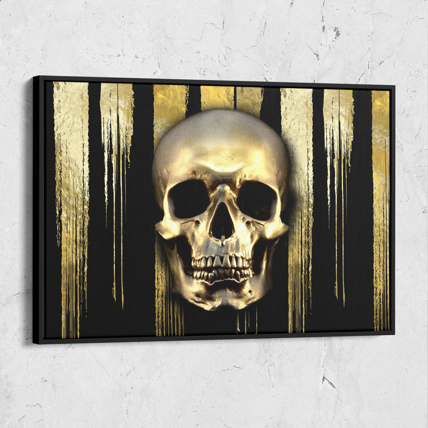 Skull Black And Strips Gold Background Landscape