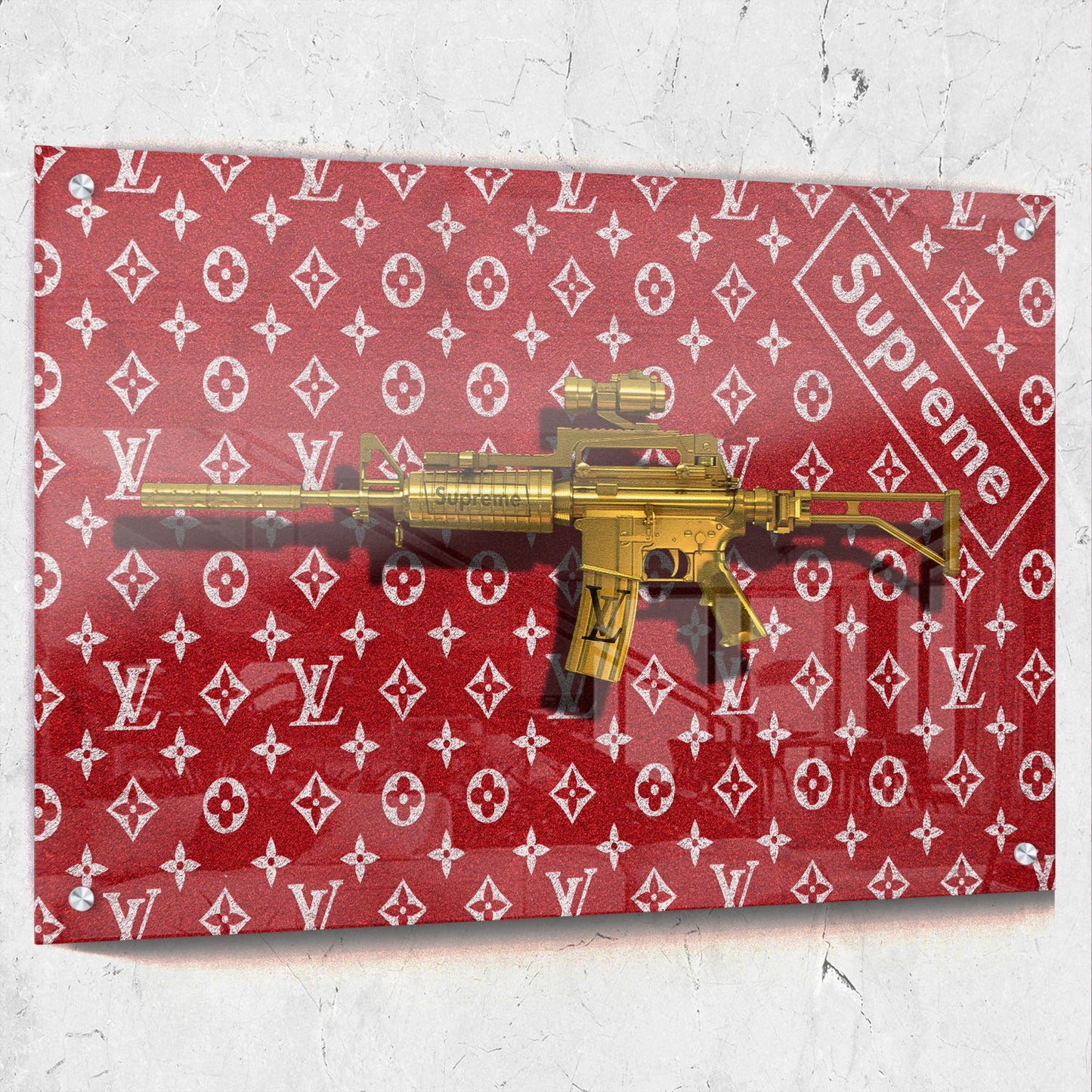 Louis LV Supreme Inspired Gold Gun