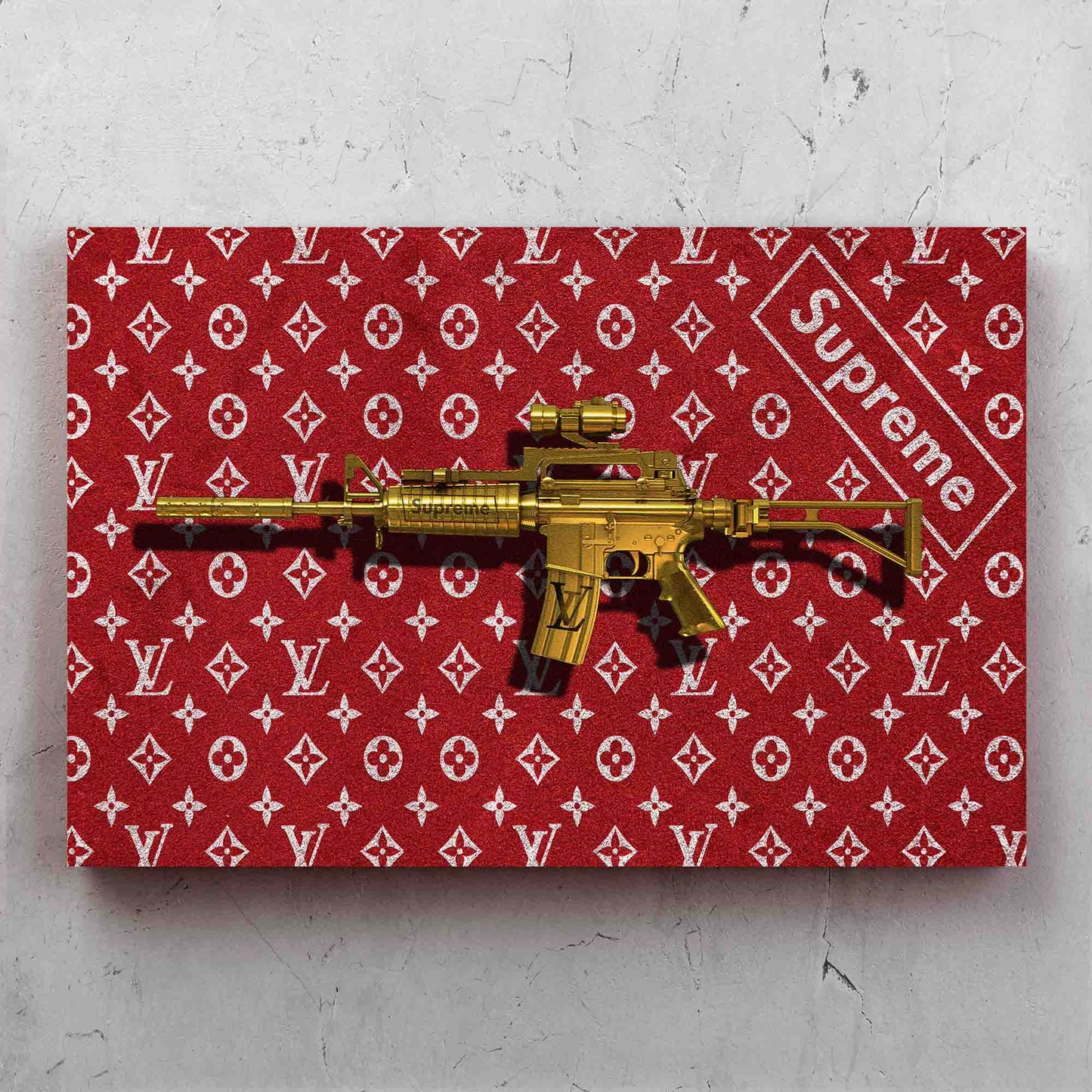 Louis LV Supreme Inspired Gold Gun
