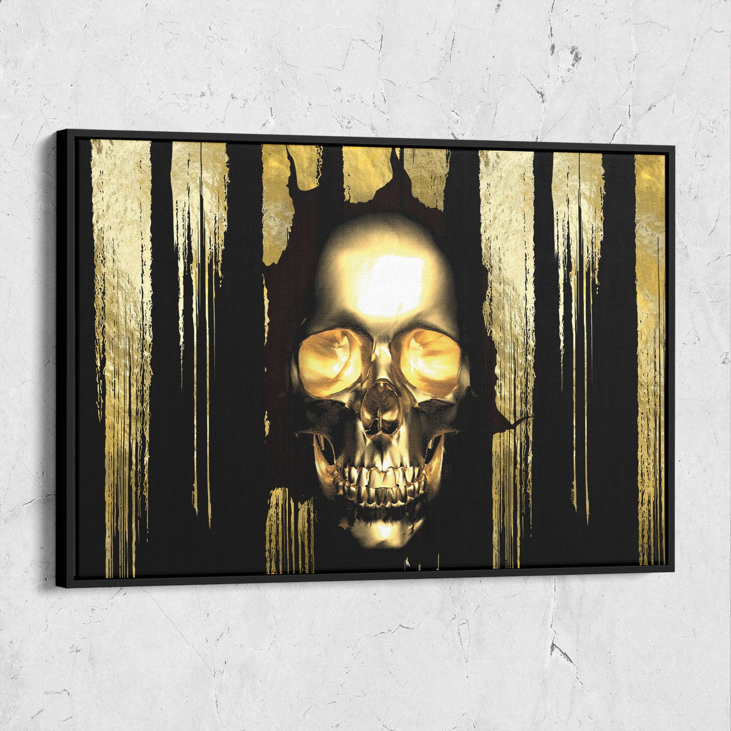 Skull Black And Gold Strips Background Landscape