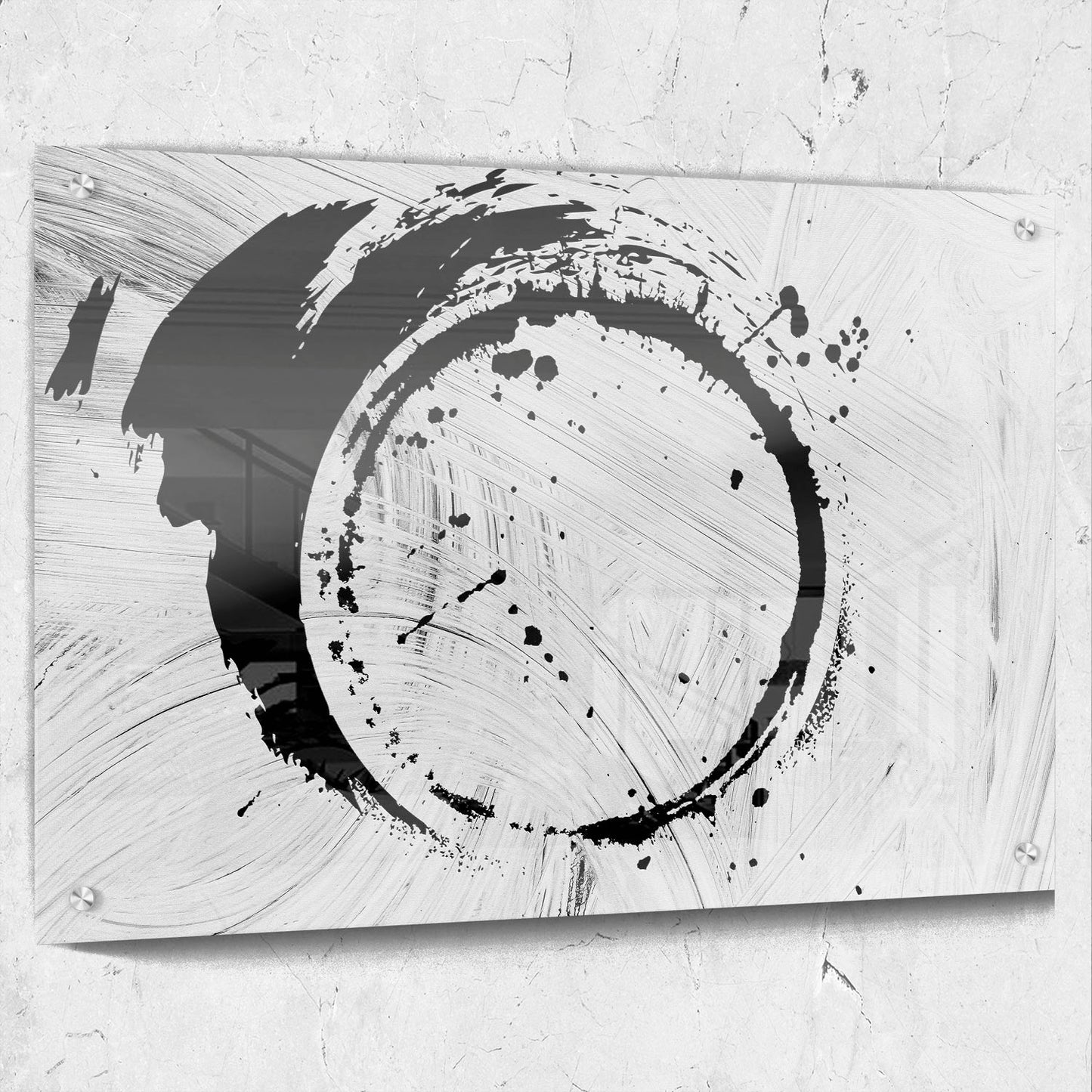 Circular Brush Stroke Black Abstract