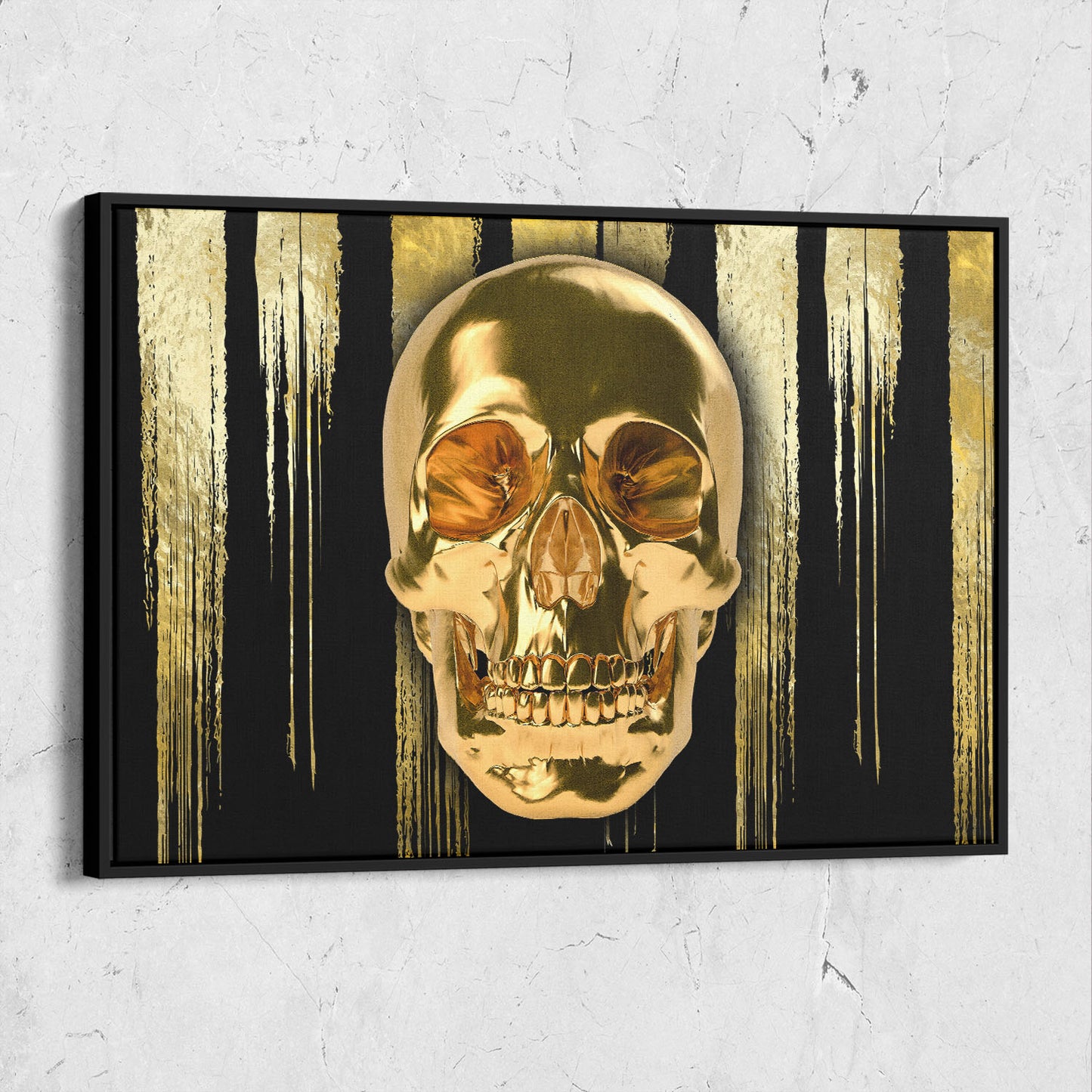 Gold Skull Black And Gold Strips Background Landscape