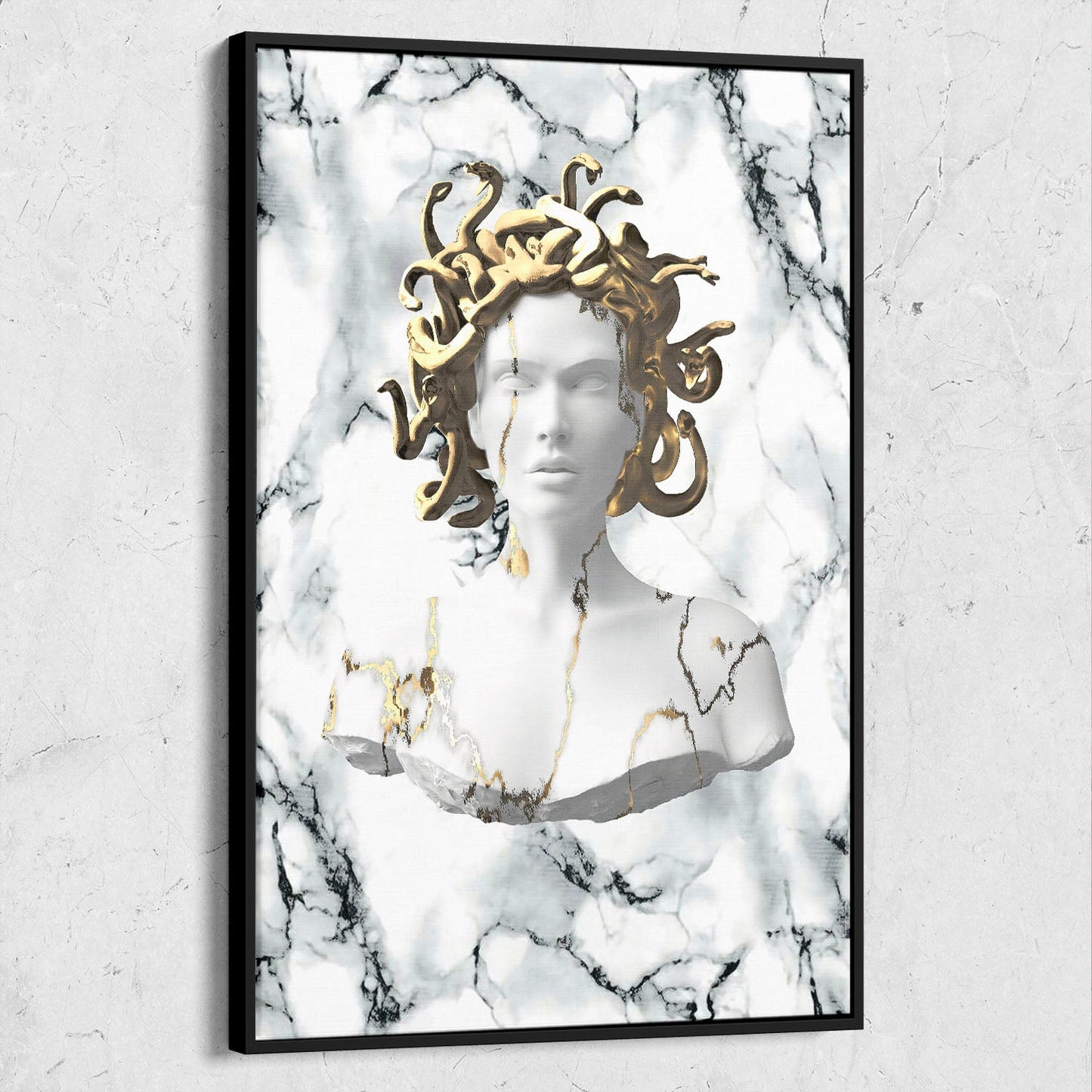 Golden Medusa White Marble