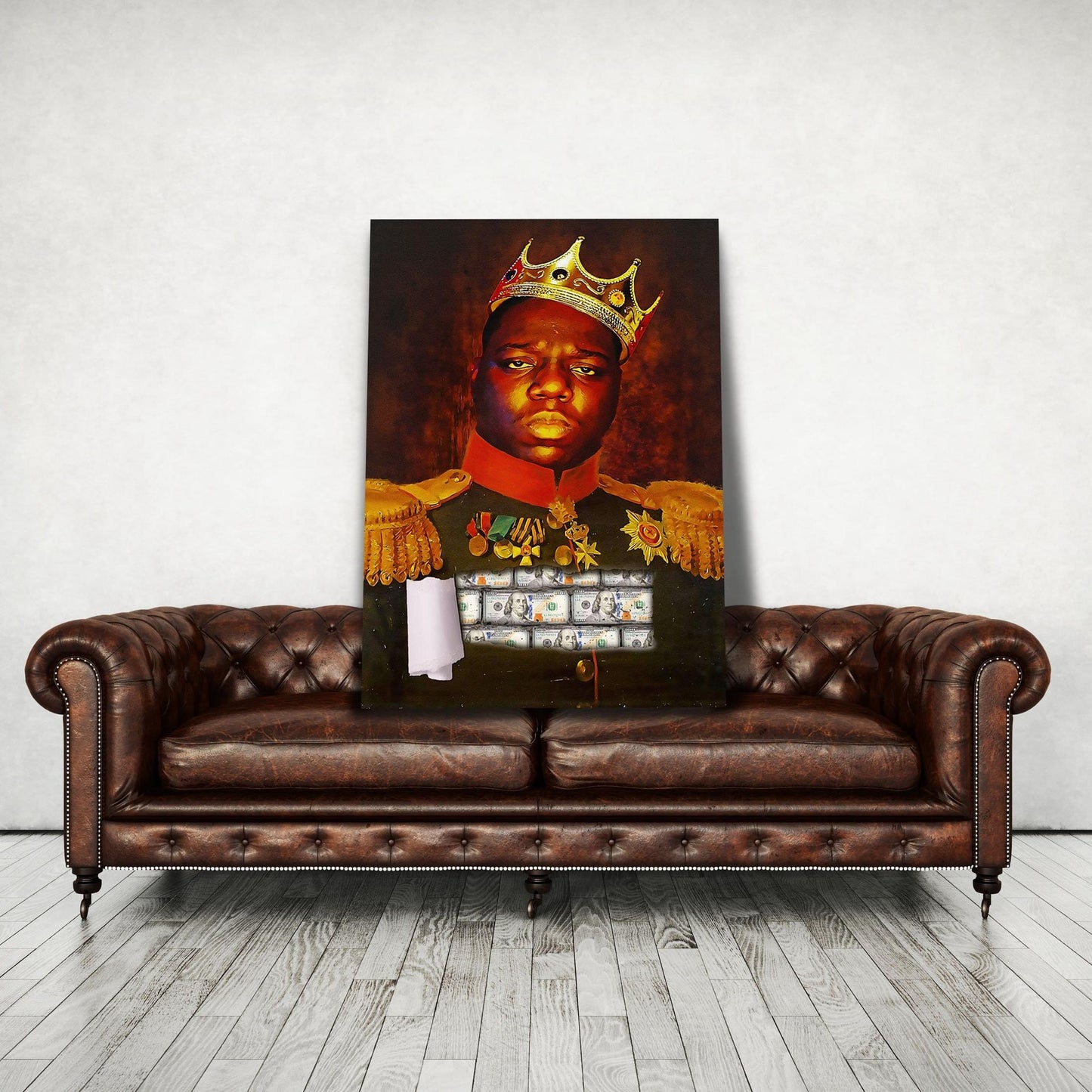King Biggie - Framed Canvas Painting Wall Art Office Decor, large modern pop artwork for home or office, Entrepreneur Inspirational and motivational Quotes on Canvas great for man cave or home. Perfect for Artwork Addicts. Made in USA, FREE Shipping.