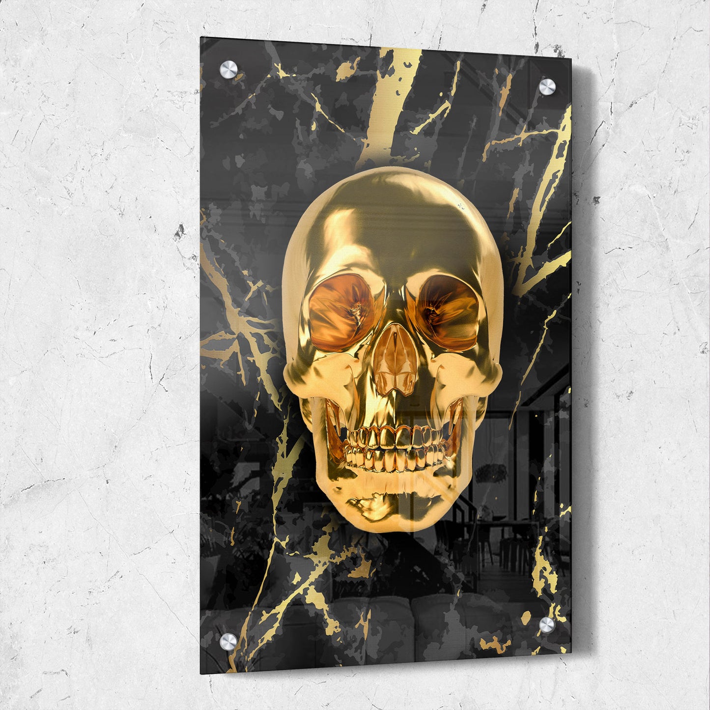 Gold Skull Black And Gold Grunge Marble Background