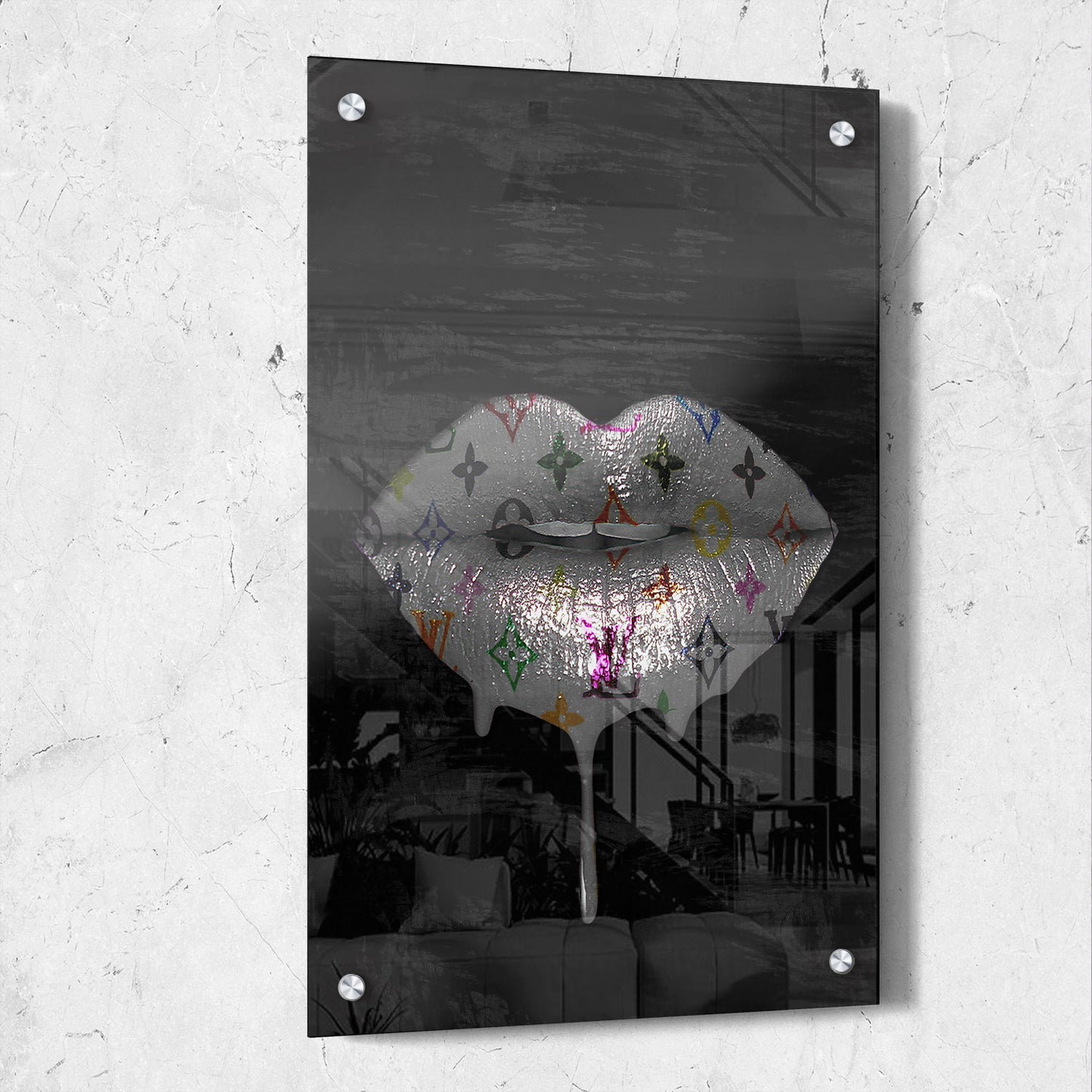 Louis LV Inspired Lips Drip Portrait