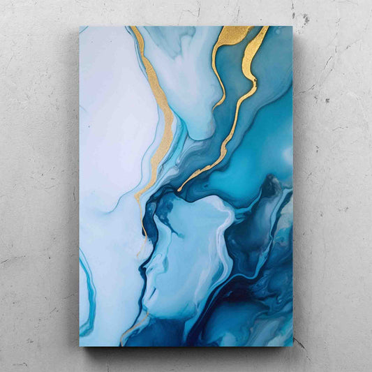 Abstract Blue Paint on White Surface