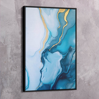 Abstract Blue Paint on White Surface