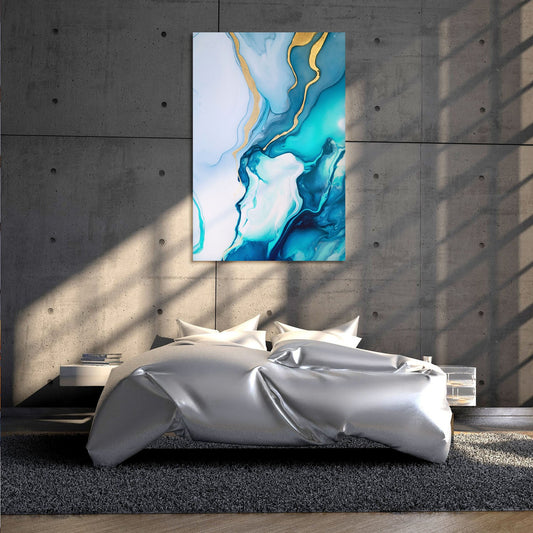 Abstract Blue Paint on White Surface